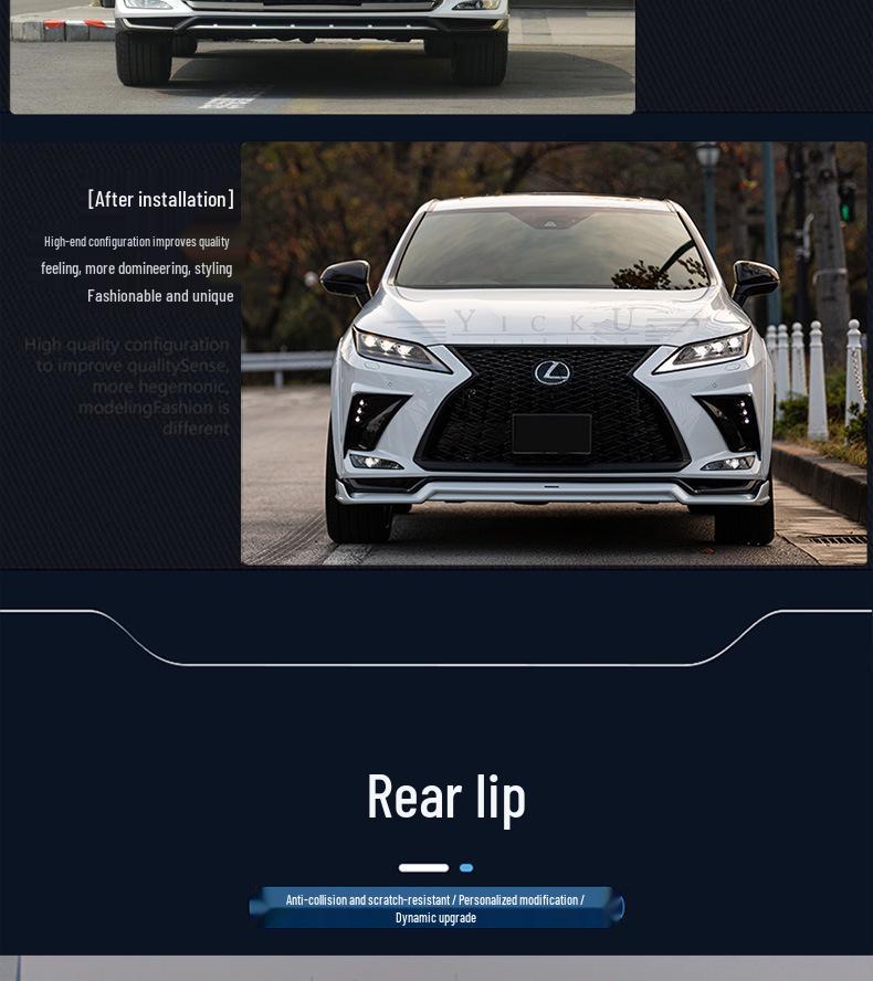 20-22 Lexus RX300 Carbon Fiber Body Kit: Front Lip, Fog Light Covers, Rear Lip, Fender Flares, Side Skirts