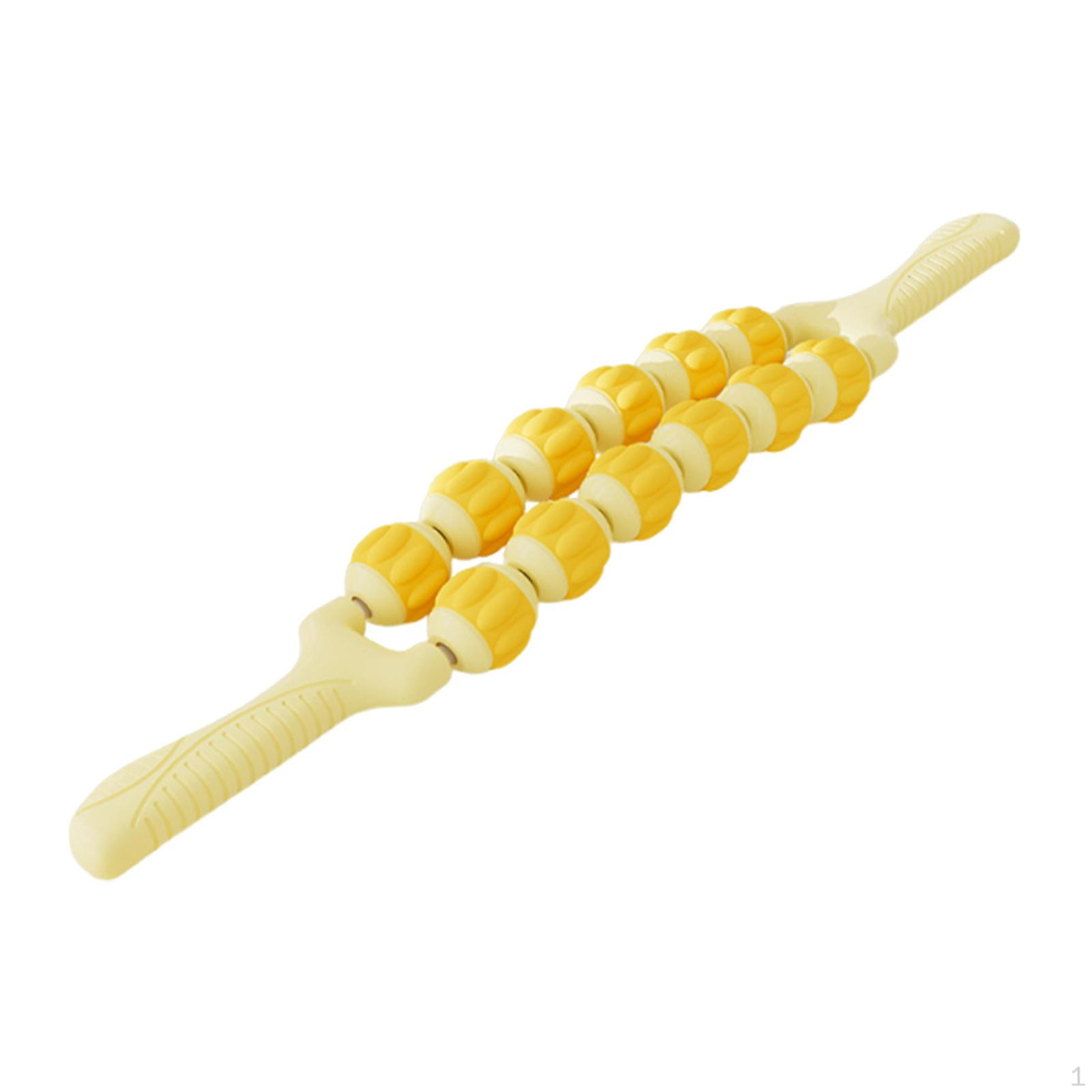 

Massage Device, Fascia Roller, Hand Massager, Stick, Non-slip Handle, Gentle on Skin with Yellow 2 Row