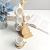 Nordic Style Ceramic Coffee Mug Set with Natural Bamboo Tree Cup Holder and Non-slip Coasters Stylish Kitchen Organizer for Tea and Coffee Home Decor