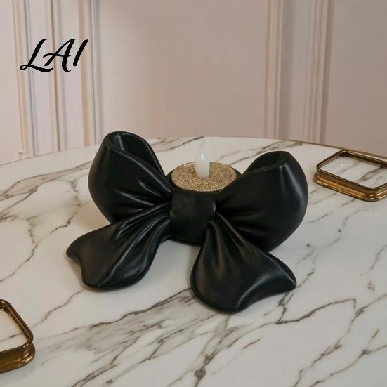 Modern PLA Bow Ornament 3D Printed Candle Holder Decorative Candlestick Stand for Scented Candles Delicate Gift Holiday & LED Tealights Elegant