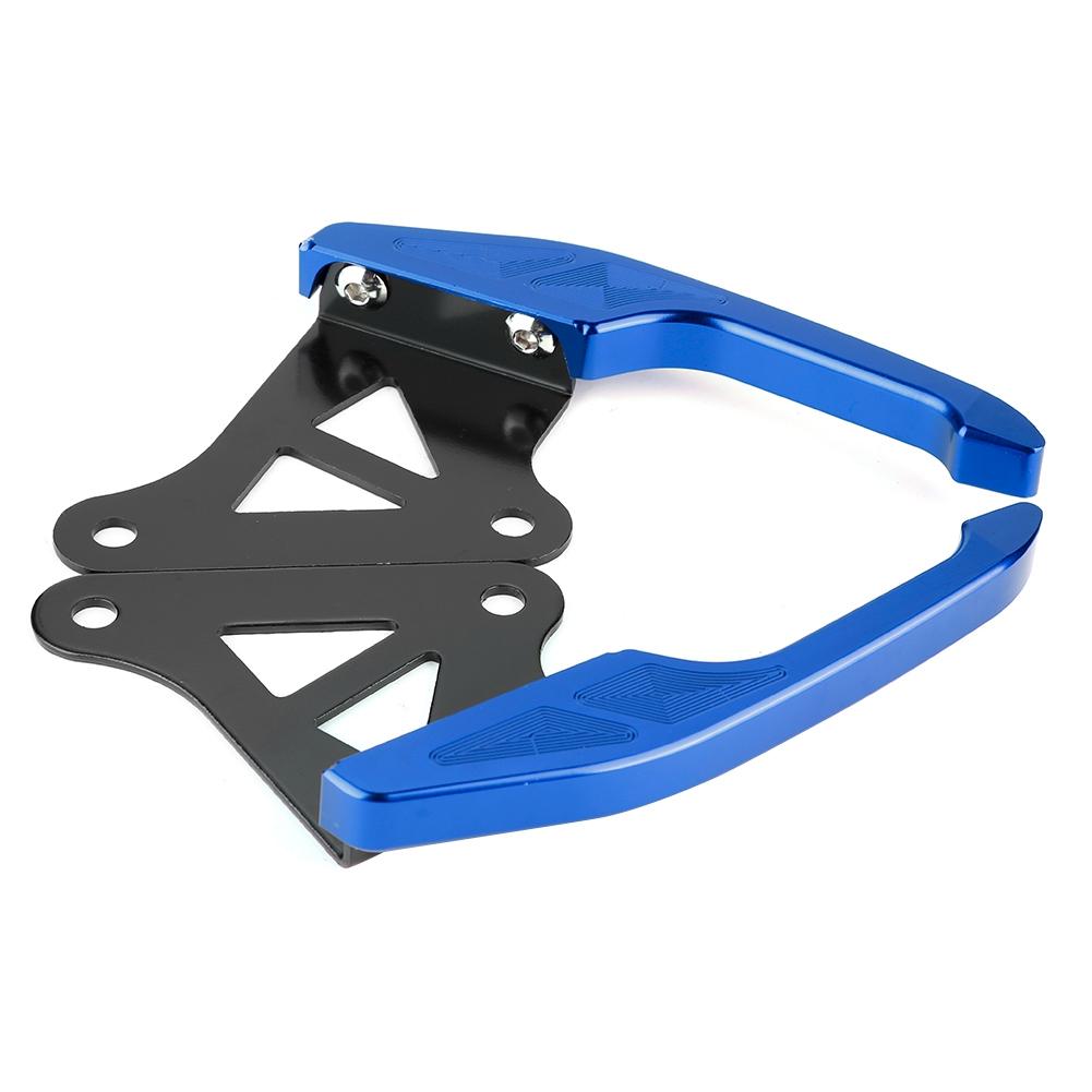 Universal Aluminum Motorcycle Pillion Passenger Grab Bar Rear Seat Rail Handle Kit Blue