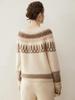Artistic Retro Fair Isle Cashmere Sweater: 2025 Autumn/Winter Collection, Round Neck, Thick Knitwear, Loose Fit Fashion Base Layer