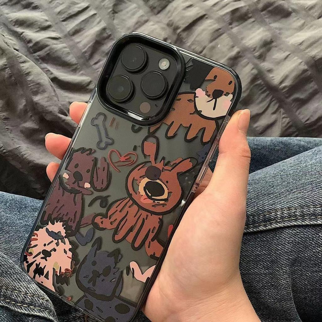 Japanese and Korean art graffiti dog application Apple 15ProMax mobile phone case 14 new 13Pro creative 12 soft transparent 7