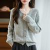 QingHe Cashmere Women's 30% Cashmere Cardigan - Soft & Warm Wool Blend Sweater