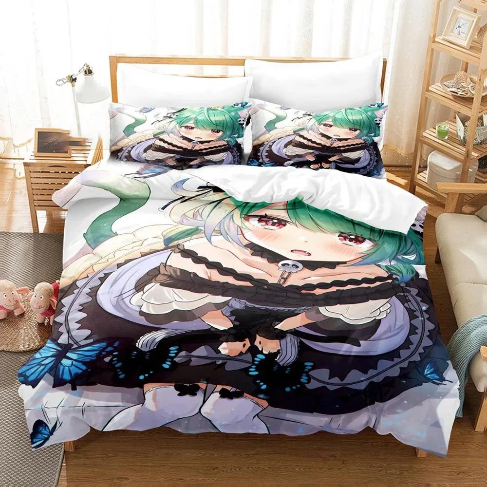 Comforter 3D Printed Uruha Rushia Hololive Butterfly Girl Bedding Set Bedroom Soft Modern S Comefortable
