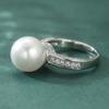 Aesthetic Inlaid White CZ Imitation Pearl Women's Ring Sparkling CopperColor Geometry Daily Wear Party Jewelry Anniversary Gift