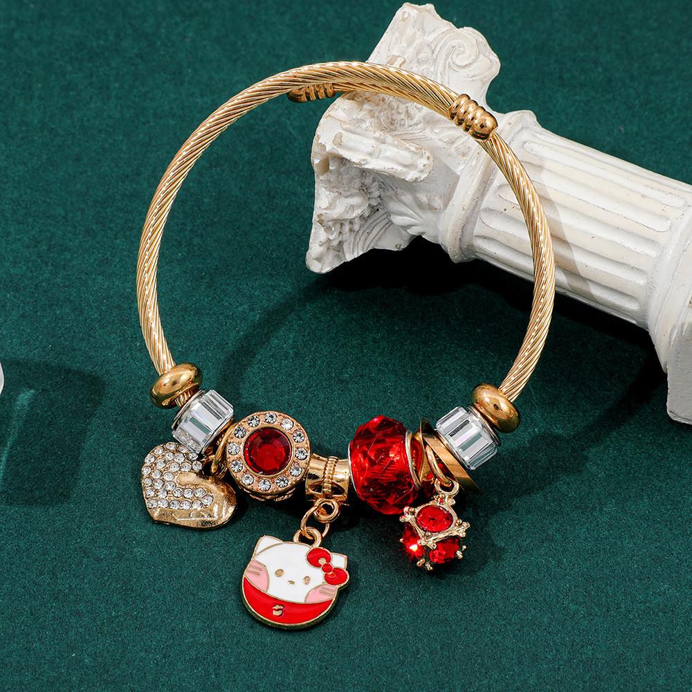 Hello Kitty Jewelry Bracelet With Pearl Heart Pendant For Gift And Travel Souvenirs