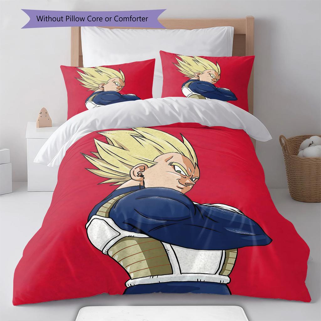 Vegeta Pattern Bedding Quilt Set Quilt Cover Pillowcase Home Birthday Gift(1 * duvet cover + 2 * pillowcase, without core)