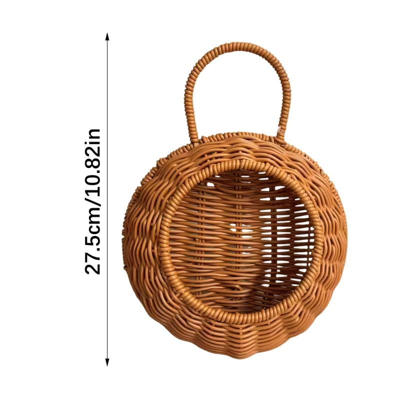 Cesta de Flores para Pendurar na Parede do Jardim Cesta de Parede Grande de Vime Natural Cesta de Flores de Rattan Vaso Suspenso para Trepadeira Planta