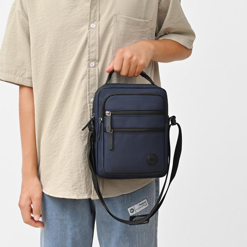 Men's Crossbody Bag Lightweight Oxford Small Square Bag Business Commuter Multi-Layer Shoulder Bag