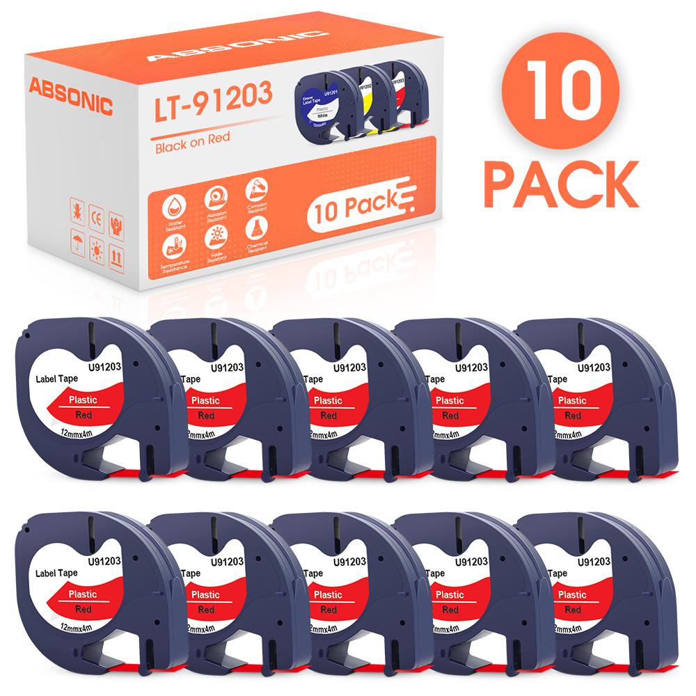 Absonic 12mm LT Tape 91201 12267 91200 for Dymo Letratag Label 91202 91203 91204 91205 Compatible Dymo Letratag LT-100H Labeller