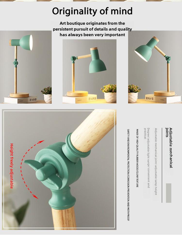 Nordic Macaron Wood Table Lamp: Eye-Caring Dorm Desk & Bedroom Bedside Lamp