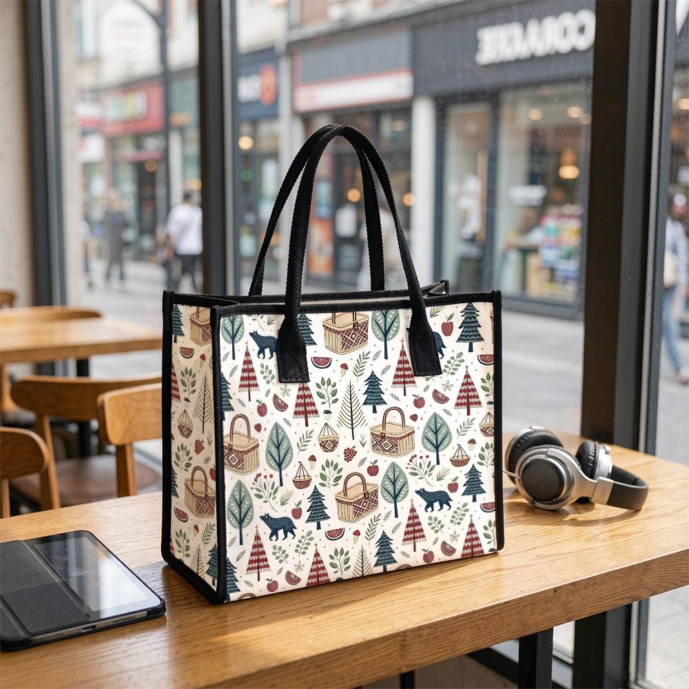 Cute Forest Pattern Tote Bag Fashion Casual Large Capacity Outdoor Daily Shopping Handbag