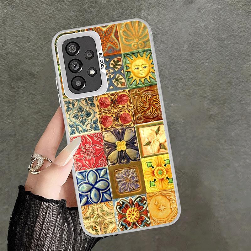 Italian Sicilian Style Floral Pattern Soft Phone Case for Samsung A17 A16 A15 A14 A13 A57 A56 A55 A54 A53 A37 A36 A35 A34 A33 A2