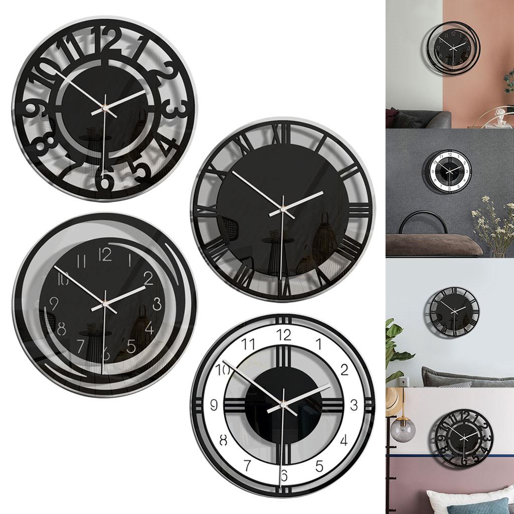 Round Wall Clock, 11 inch Battery Operated, Creative Fashionable Nordic Style, Non Ticking Digital