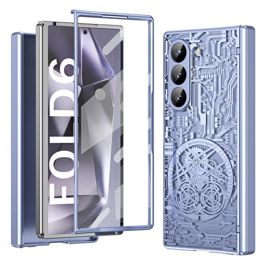 Mechanical Legend Series For Samsung Galaxy Z Fold6 5G Case Electroplated PC Phone Cover with Screen Film