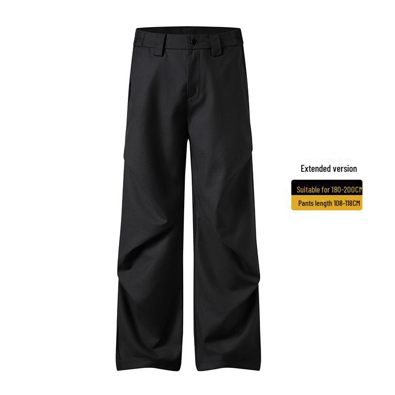 Muqiu Męskie Letnie Plisowane Szerokie Spodnie