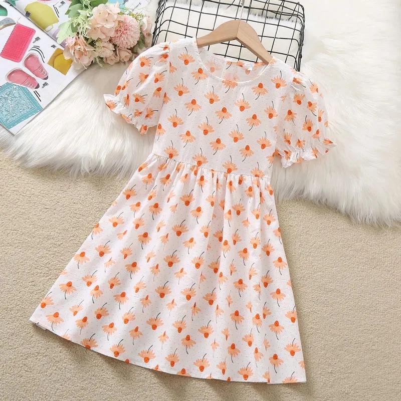 Girls Summer Floral Princess Dress Short Sleeve Lightweight Cute Children Party Dress Casual Beach Sundress For Kids 110cm