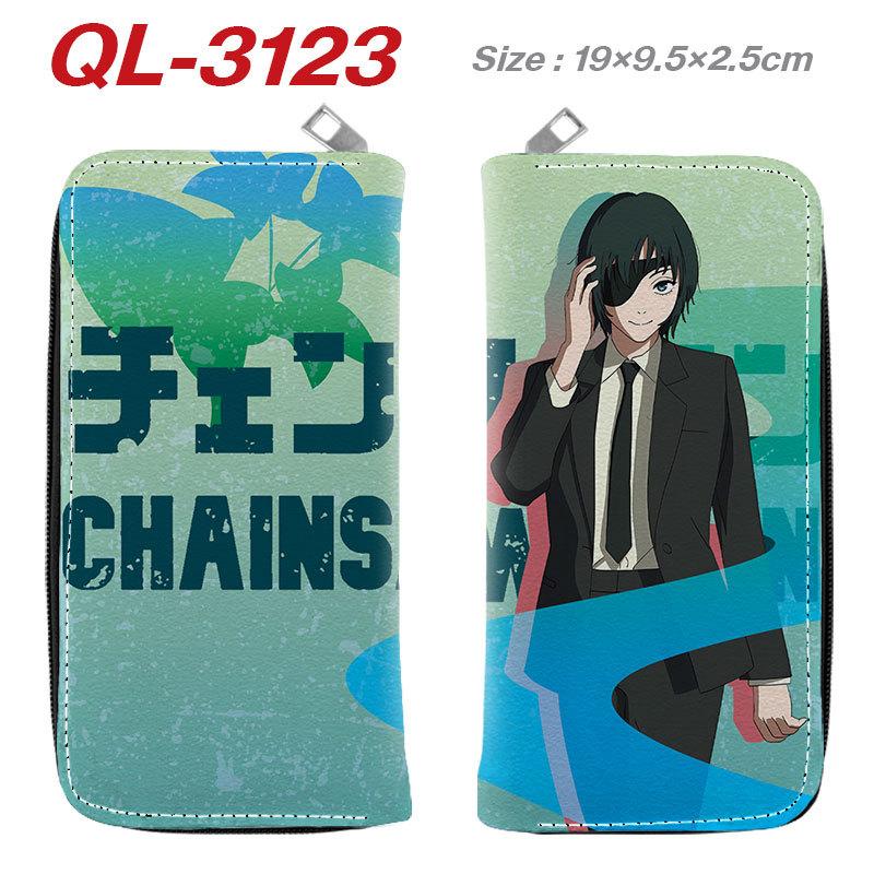 Pochita Chainsaw Man Geldbörse PU-Leder Vollfarbe Lange Reißverschluss-Clutch Anime Kartenhalter
