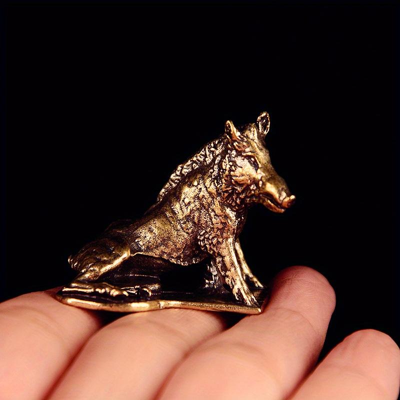 Brass Wild Boar Figurine Pig Model Craft Living Room Office Home Creative Decoration Desktop Ornament