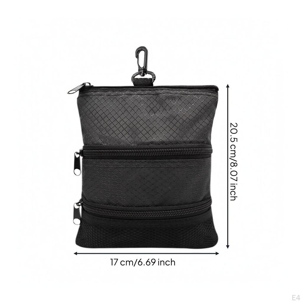 Golf Accessory Pouch with Hanging Hook | Lightweight 40g Design, ThreeCompartment Storage Layout,