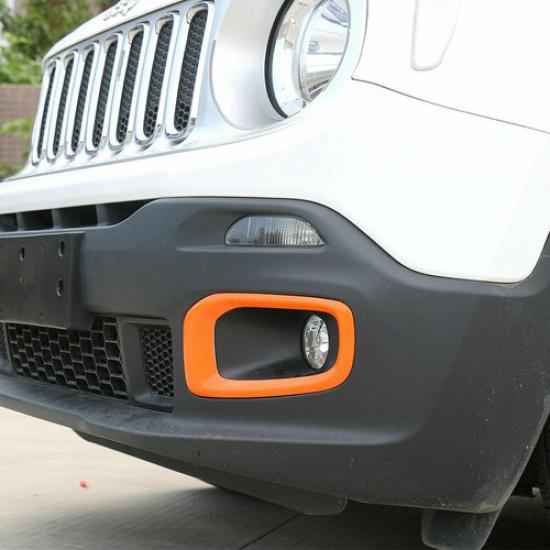 2*Front Fog Light Lamp Frame Trim Decor Cover for Jeep Renegade 2016-2018 Orange