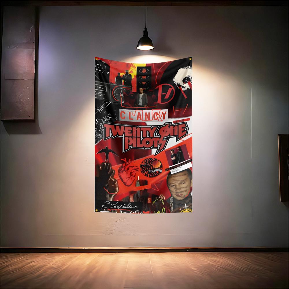 Rock Music Flag 3x5ft For Twenty One Pilots Fans Banner Hd Print Brass Grommet Garage Bedroom Living Room Dorm Wall Decor Tapest