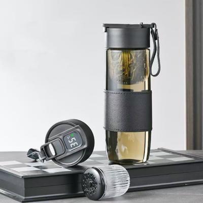 Smart LED Temperature Display Water Bottle For Tea With Tea Separation Strainer Infuser Tritan Material Tea Bottle