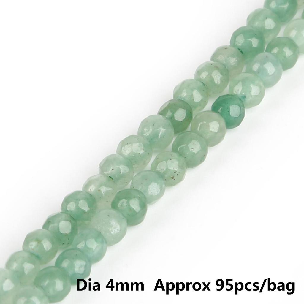 Green Aventurine Faceted Beads, 4-12mm Round Loose Beads 15” Strand for Jewelry Making
