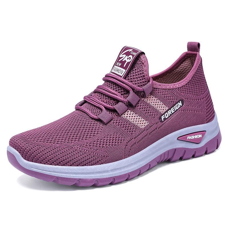 

Shoes women s versatile shallow single shoes fly-woven breathable casual shoes women s shoes soft soles are not tired feet middle and old shoes 43