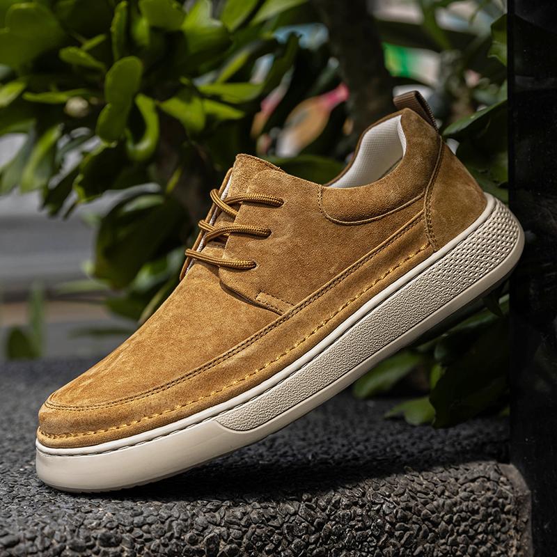 Hot Sale Mens Suede Leather Casual Shoes Soft Sole Lace-up Oxford Shoes Leisure Walk Male Sneakers Lightweight Driving Footwear