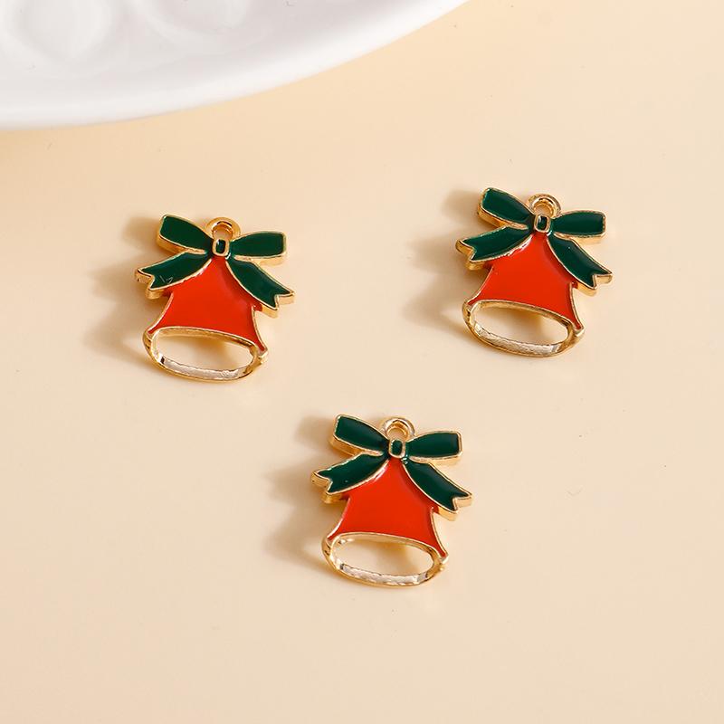 10pcs 16*21mm Enamel Christmas Bell Charms DIY for Bracelets Pendants Earrings Making Creative Gift Charms Jewelry Accessories