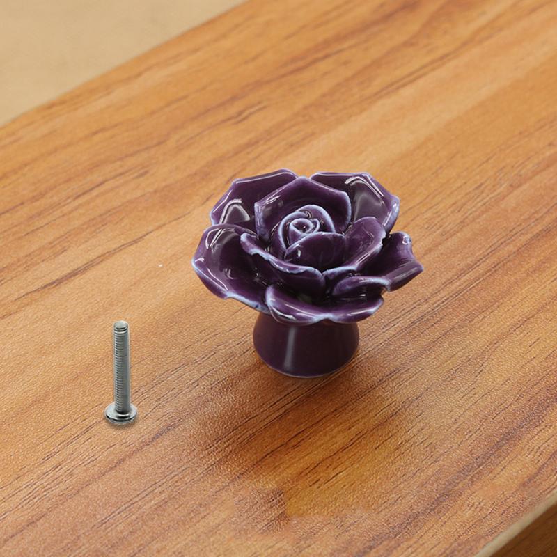 1PC Single Hole Handle Cartoon Cabinet Handles Modern Cupboard Pulls Minimalist Flower Rose Drawer Knobs Fashion