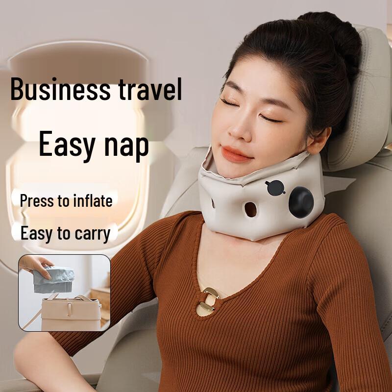 

HEZHENG Inflatable Neck Pillow & Eye Mask Travel Set