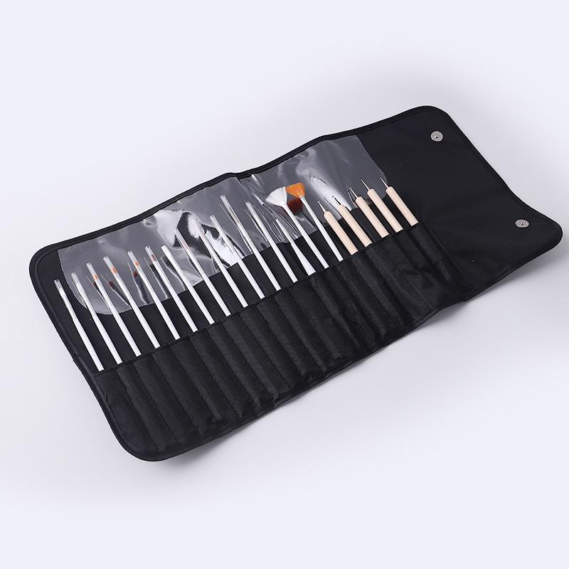 20-Piece Nail Art Brush Set: Painting, Carving, Gel & Liner Brushes – Comfortable & Portable