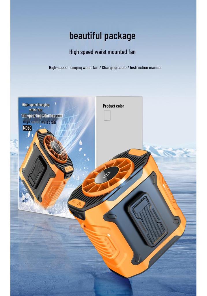 Portable Hanging Neck Waist Fan for Camping and Construction, Long Battery Life, Summer Cooling