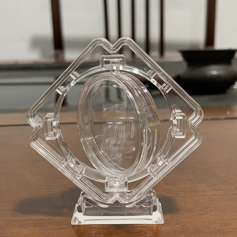 Clear Plastic Rotatable Coin Display Stand, 45Mm Round Commemorative Coin Holder, Collectible Card Chuck Showcase