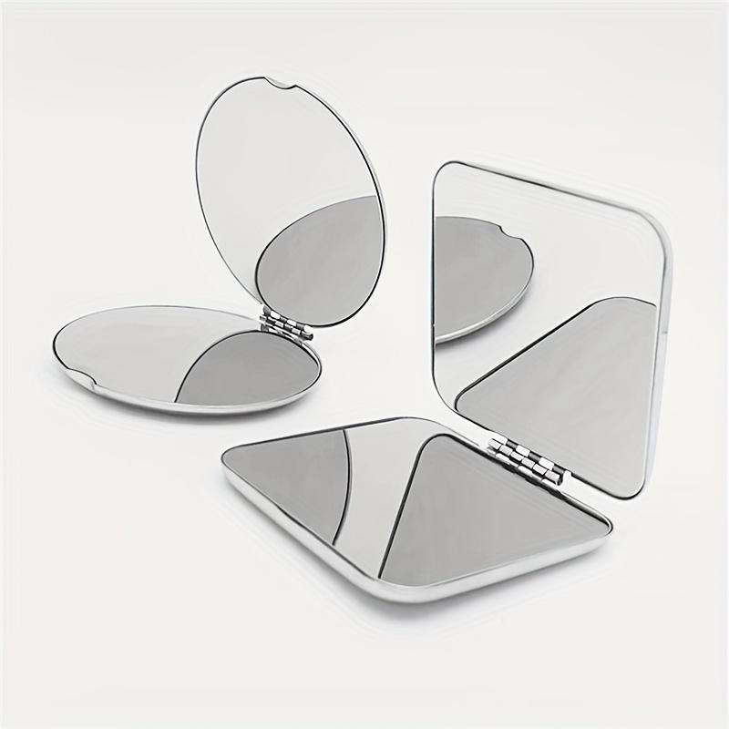 Portable Stainless Steel Mirror Sleek Silver Travel Makeup Mirror DoubleSided Personal Grooming Folding Mirror Daily Beauty Gift