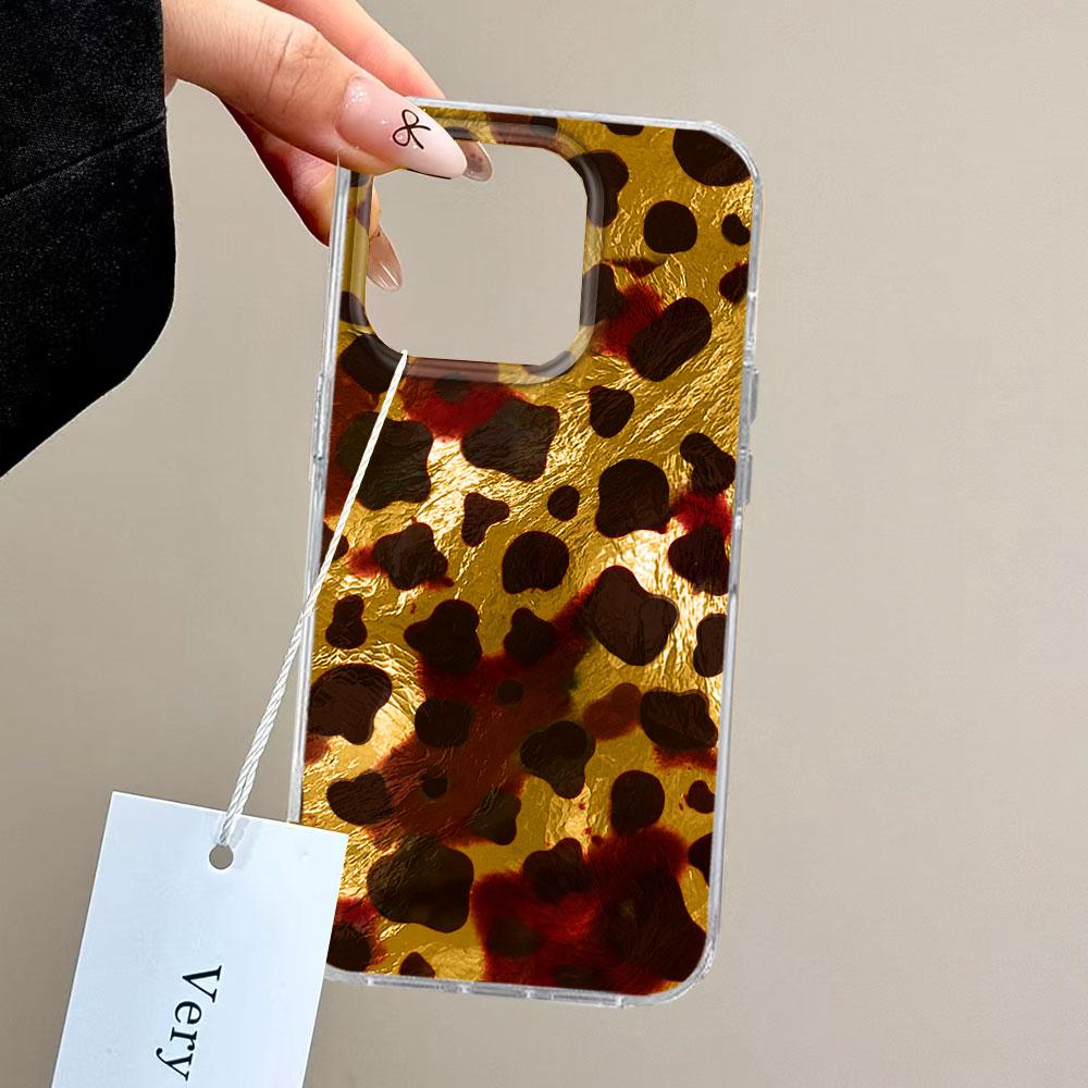 Fashion Gold Leopard INS Print Women Gilrs Phone Case for Samsung Galaxy S25 S24 S23 S22 S21 S20 FE Plus Ultra Silicone Cover