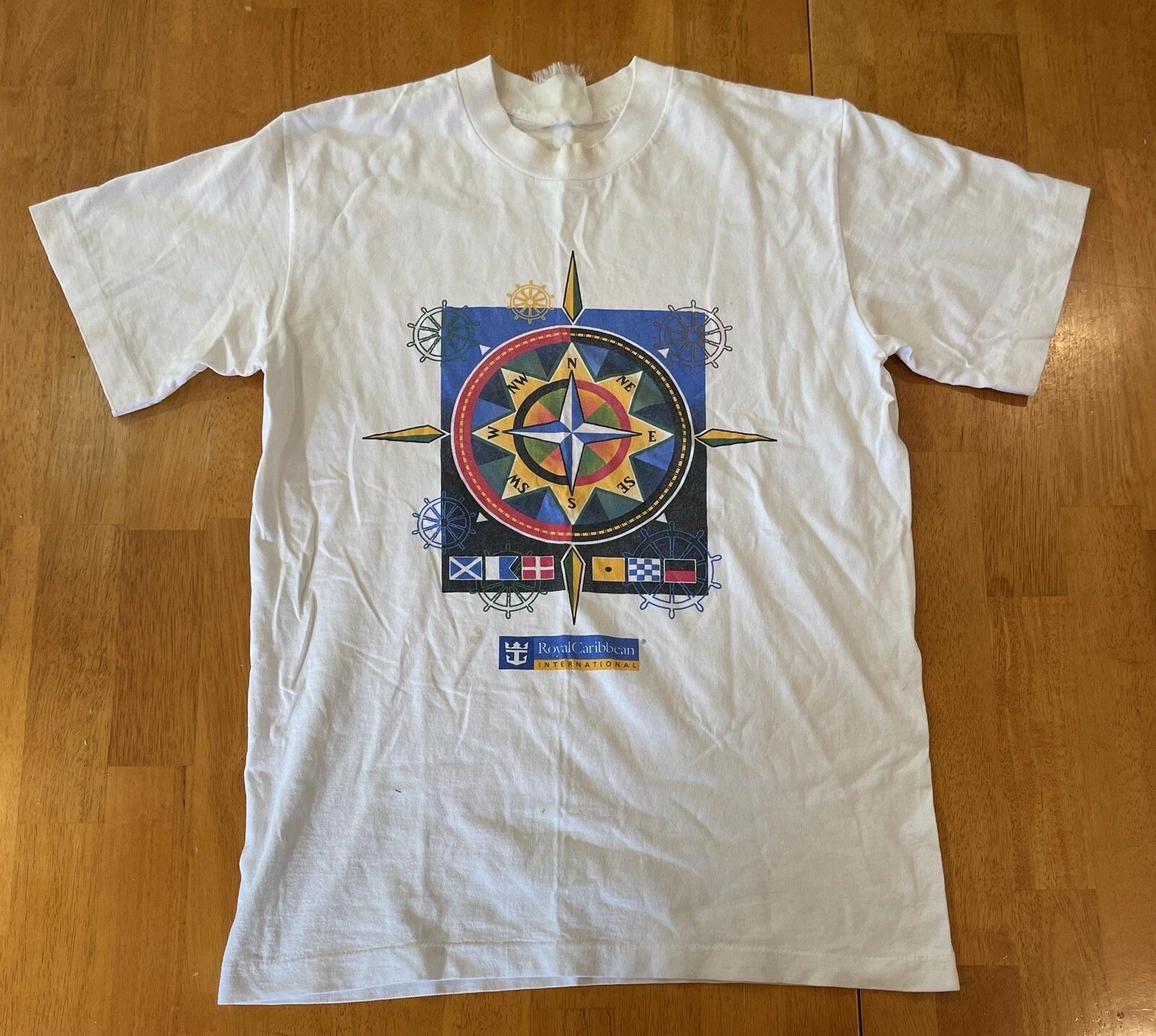 Vintage Royal Caribbean International Shirt Men Large White Tee Compass XL