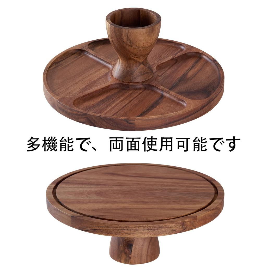 Cake Stand with Lid, Multifunctional 12-inch Round Cake Holder, Acacia Wood 2-in-1 Dessert Table Display Set, Charcuterie Board for Cheese and Fruit,
