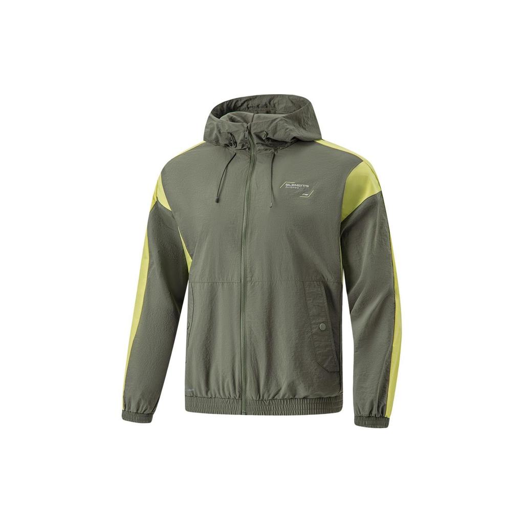 Li-Ning Fitness Series Logo Print Hooded Windbreaker Jacket Men Jacket Screw-Green AFDU061-7