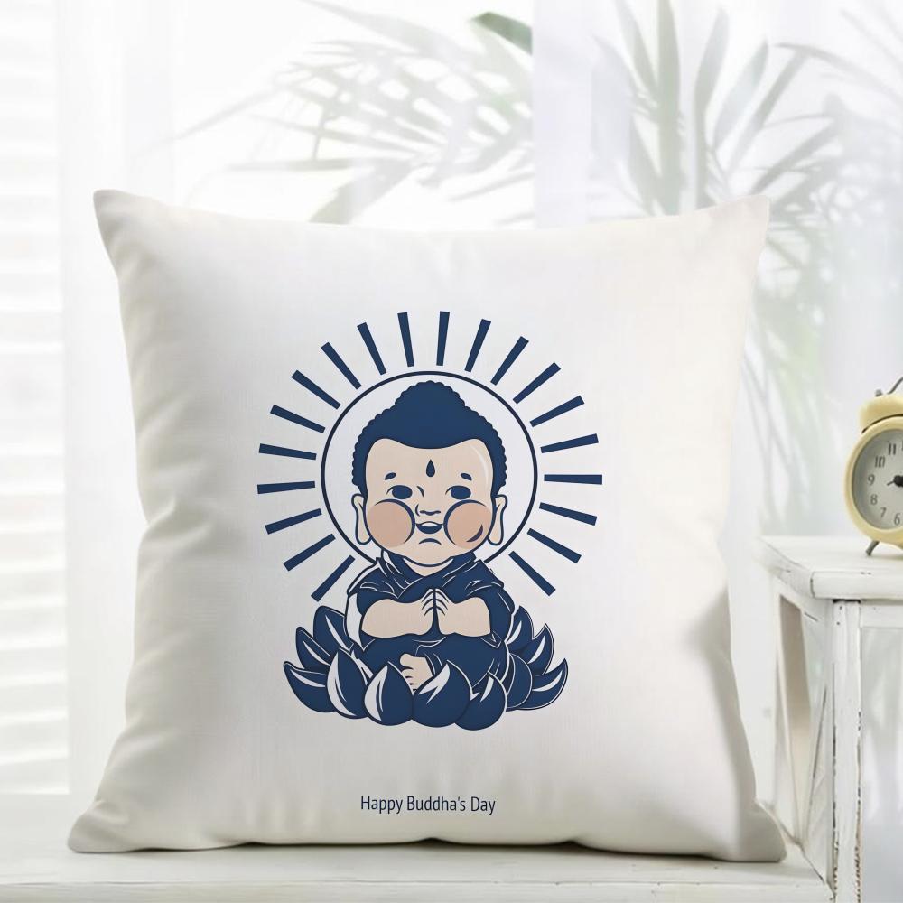 

Divine Cozy Vesak BuddhaS Birthday Cushion Cover Daily Washable Linen Pillowcase Soft for Sofa Bed Home Room Decor 30x30cm