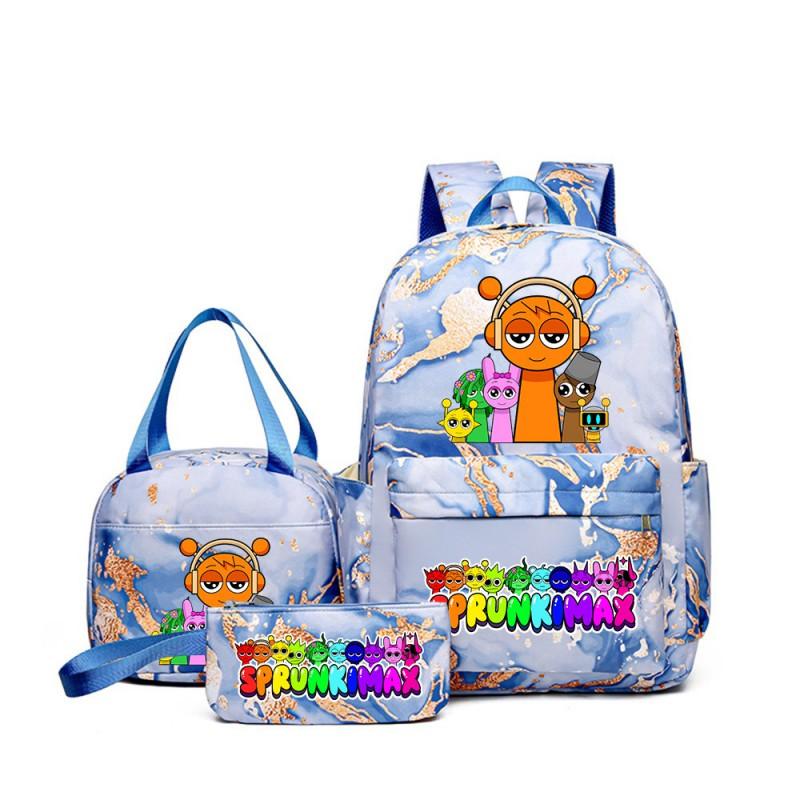 Sprunki Rhythm Box Cartoon Kids School Backpack Set With Lunch Bag Pencil Case Boys Girls
