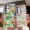 Floral Pattern Case For Samsung S26 S25 Ultra S24 FE S23 Plus S22 S21 A15 A16 A17 A35 A36 A37 A54 A55 A56 A57 5G Plating Lens Soft Cover