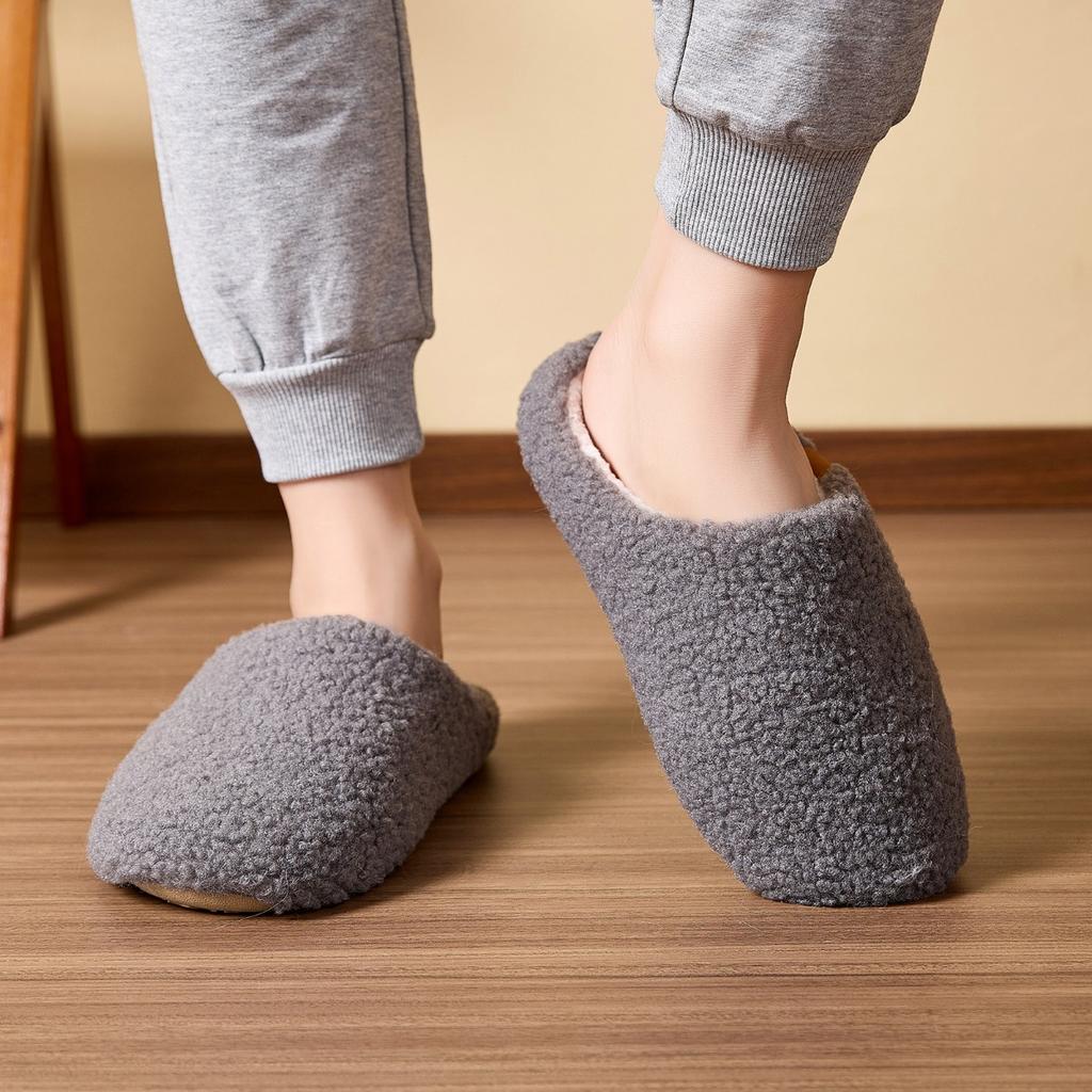 Anti Slip Fuzzy Slippers for Home Use, Indoor Soft Soled, Autumn and Winter Warm and Plush Cotton Slippers
