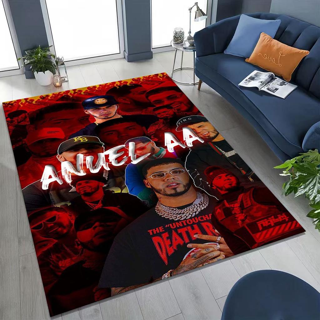 Anuel AA  Hip Hop Rapper Singer Rug for Bedroom Living Room Sofa Home Doormat Decor, Large Kids Play Non-slip Floor Mat Gift