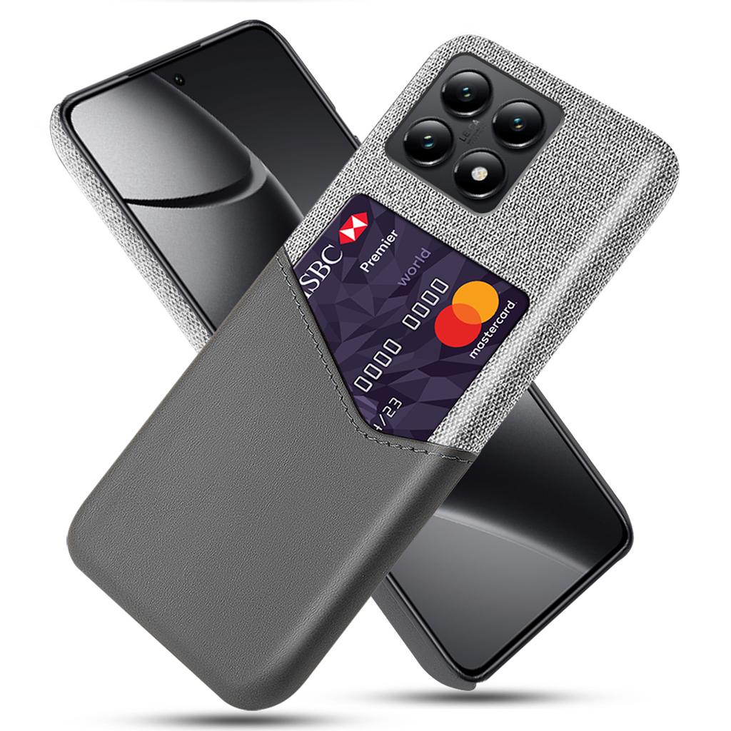 For Xiaomi 14T Case PU Leather Cloth Texture Hard PC Phone Cover with Card Holder