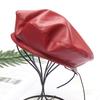 Fashion versatile PU leather beret new Internet celebrity retro painter hat women adjustable soft bud hat
