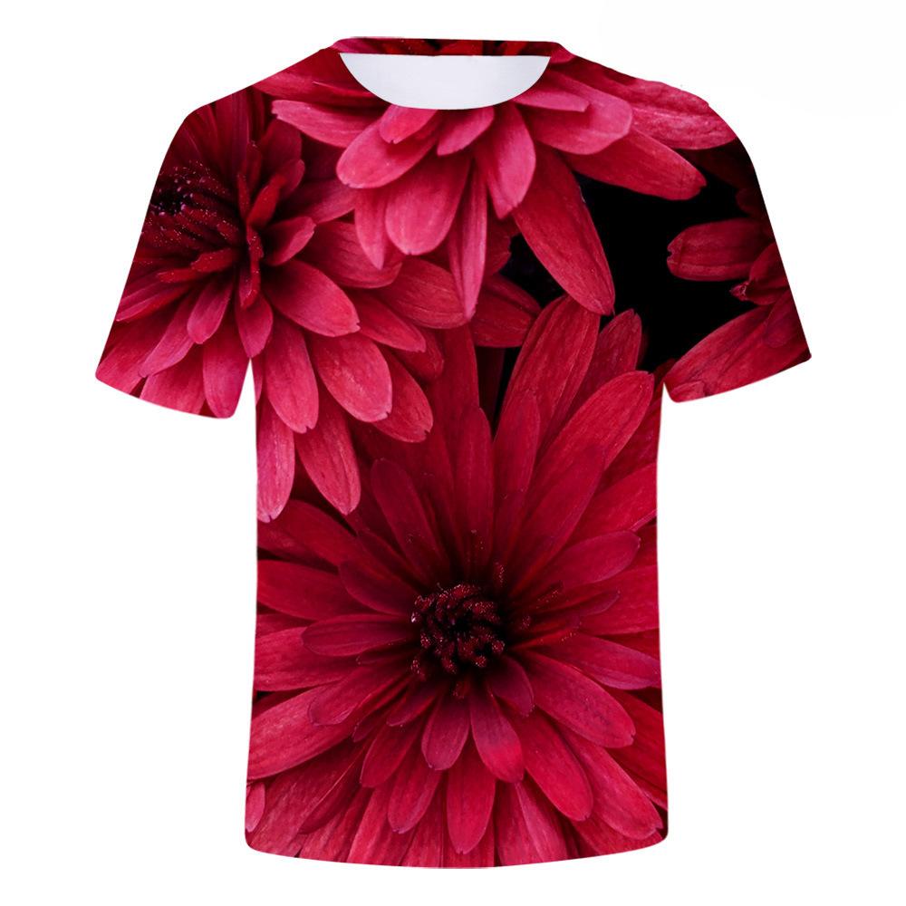 Rose Flower T-Shirts Floral 3D Print Men Women Hip Hop O-Neck Short Sleeve T Shirt Oversized Harajuku Y2k Tops Tees Kid Clothing